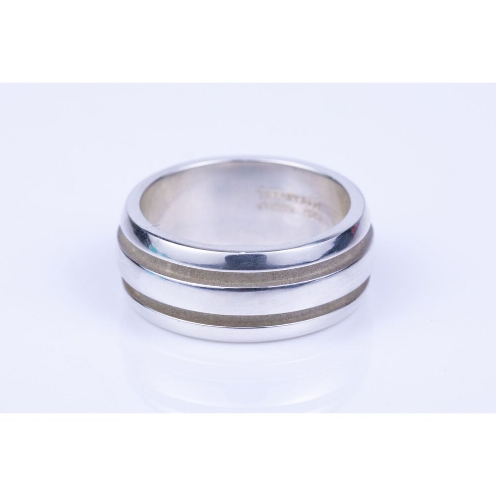 Tiffany & Co. Unisex Ring Atlas Groove Wide Sterling Silver Band Size 7.5 - Picture 10 of 10